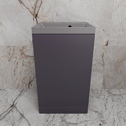 Style Line Тумба с кварцевой раковиной серый шелк Моно 50 графит нубук – фотография-2